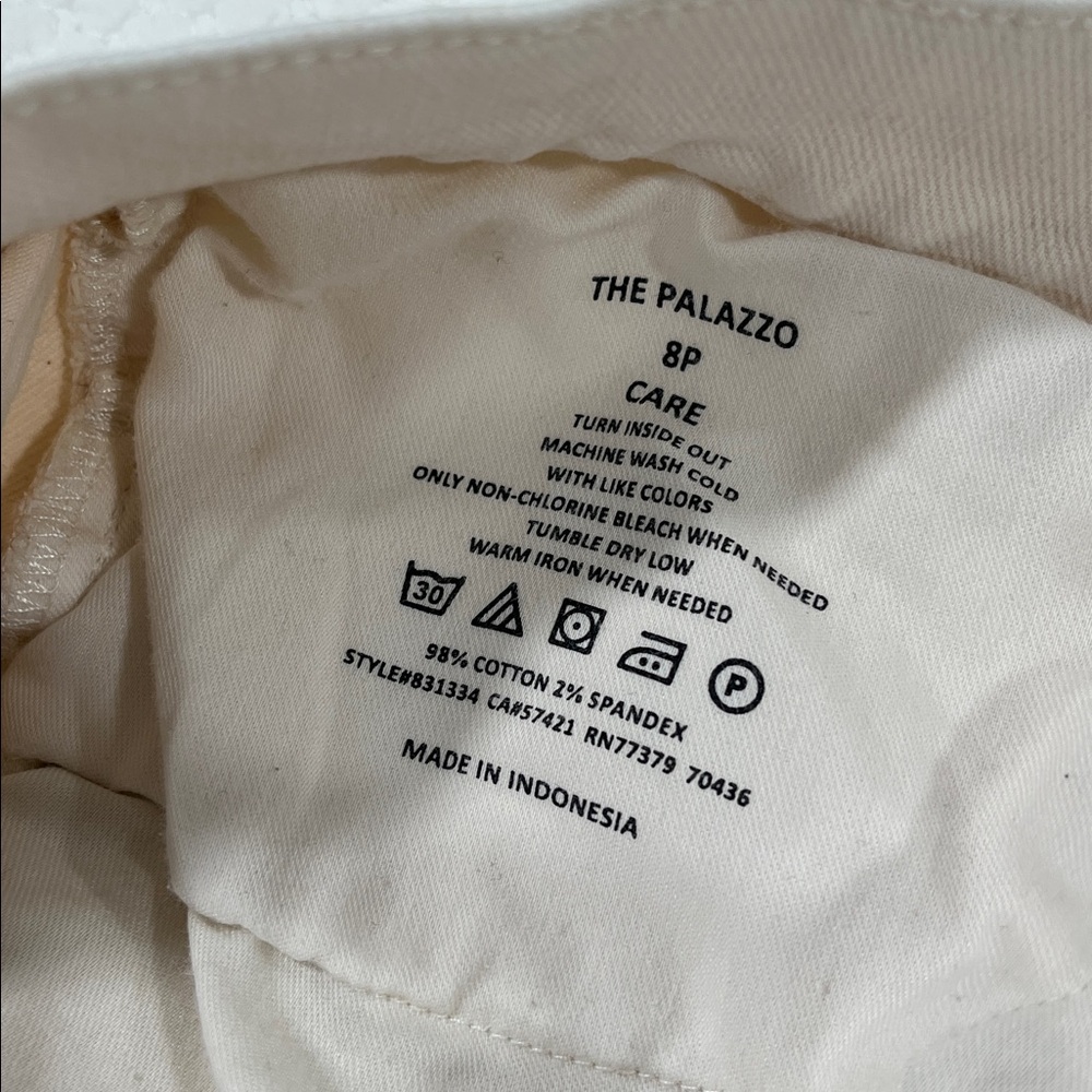ANN TAYLOR The Palazzo Pants Ecru High Waisted Wide Leg 8P Petite 32x27 - Picture 3 of 11